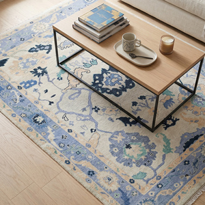 Premium Multicolor Hand Knotted Wool Area Rug with Traditional Floral Medallion Pattern Flat Pile Medium Thickness Living Room - Product Image 4