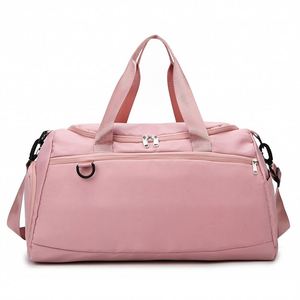 Gray Nylon Duffle Bag Rectangular Shape Zipper Closure Shoulder Strap 20-36L Capacity Water Resistant Workout Use - Product Image 3