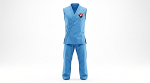 Uniforme de Taekwondo Dumela International Azul Cielo sin Mangas de Algodón con Logotipo, Transpirable, Cintura Alta, Unisex, para Artes Marciales - Product Image 1