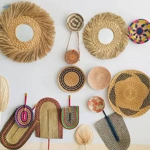 Boho Seagrass <b>Wall</b> Hanging Plate Handmade Woven Basket <b>Wall</b> Decor Natural <b>Wall</b> Art for Living Room Bedroom Entryway - Product Image 5