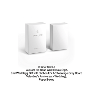 Custom Red Rose Gold Rigid Cardboard High-End <b>Wedding</b> <b>Gift</b> <b>Box</b> Metallic Embossed Finish Satin Red Ribbon UV Printing Grey Board - Product Image 3