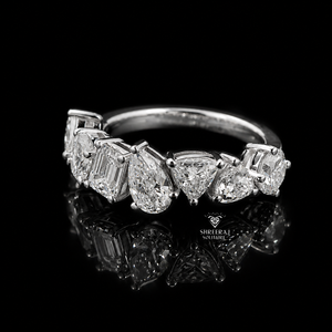 Bague demi-éternité multi-formes en diamant de laboratoire, alliance en or massif 14 carats, bague en diamant CVD, fabricant en gros Inde - Product Image 3