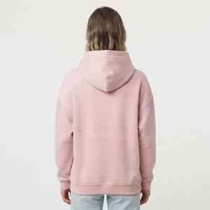 Sudadera con Capucha Oversize de Algodón para Mujer, Color Rosa Sólido, con Logotipo Personalizado, Hombros Caídos, Estilo Urbano - Product Image 4