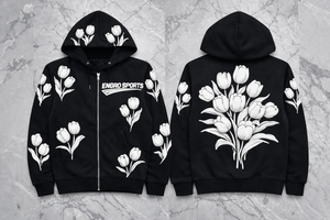 Sudadera con Capucha de Algodón de Primera Calidad, Personalizada con Estampado Puff, Diseño de Flor de Lirio Blanco, Sudadera Negra con Cierre, Fabricante de Ropa Deportiva OEM - Product Image 4