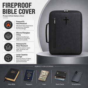 Étui de Bible ignifuge personnalisé, sac de rangement pour livre sacré imperméable avec revêtement en silicone, organisateur multi-poches pour l'étude biblique - Product Image 5