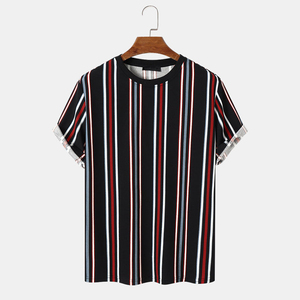 Camiseta de punto de manga corta con cuello redondo para hombre, corte holgado informal, 100% algodón, colores sólidos negro, rojo, blanco, gris, estampado serigrafiado - Product Image 1