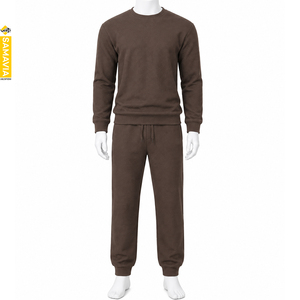 Pull en maille à col rond pour homme SAMAVIA, couleur unie, tenue décontractée, ensemble d'extérieur automne, marron, vente en gros fabricant - Product Image 2