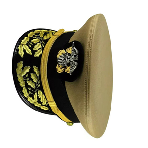 หมวกทรงพิธีการ OEM พร้อมปีกหมวกปักดิ้นทอง ขายส่งหมวกทรงแหลมแบบยูนิฟอร์ม พร้อมตราปักดิ้น ป้ายตราสัญลักษณ์ - Product Image 5