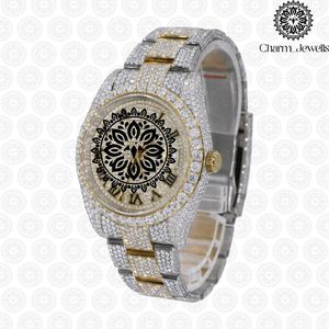 Charm_Jewells Luxury Stainless Steel Diamond Encrusted Analog Quartz <b>Watch</b> Women's Fashion 38mm Round Case Folding Clasp - Product Image 4