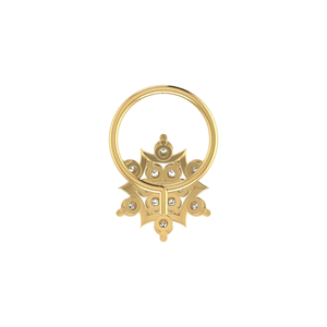 AJRETAIL แหวนจมูกทรงดอกไม้ทอง 14K ประดับเพชรธรรมชาติทรงกลมเจียระไนบริลเลียนต์ 0.11 กะรัต สำหรับผู้หญิง - Product Image 5
