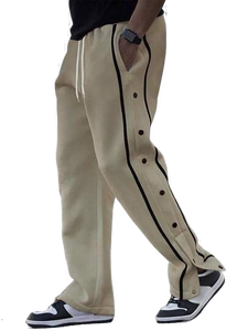 Pantaloni da <span class=keywords><strong>Uomo</strong></span> in Cotone Beige con Striscia Laterale, Vita Elastica e Coulisse, Casual, Traspiranti, in Maglia di Peso Medio, Ideali per la Primavera - Product Image 1