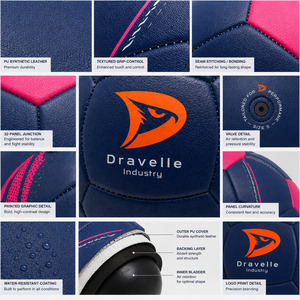 Custom Logo 32 Panel Soccer Ball PU Leather <b>Hand</b> <b>Stitched</b> Size 5 Professional Match Training Football for Women - Product Image 4