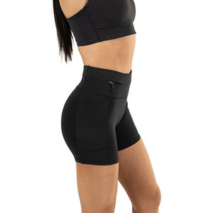 High Performance Quick Dry Compression Shorts for Women Skinny Fit Nylon/Spandex Material Sporty Style <b>Elastic</b> <b>Waist</b> Pockets - Product Image 3