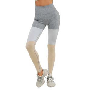 High Waist Color Blocked Yoga <b>Leggings</b> Knee Length Contrast Stitch Spandex Polyester Four-Way Stretch <b>Women's</b> Active wear <b>Shorts</b> - Product Image 1