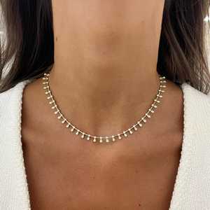Diamond Station Dangle Tennis Necklaces Lobster clasp Bezel Set Tear Drop Layering <b>Choker</b> Wholesale Custom 14k 18k Solid Gold - Product Image 6