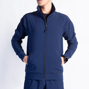 ชุดวอร์มกีฬากลางแจ้งคุณภาพสูงสำหรับผู้ชาย ชุดออกกำลังกายวิ่งฟิตเนสแบบสองชิ้น กางเกงขายาวและเสื้อแจ็คเก็ต พร้อมโลโก้สั่งทำได้ - Product Image 5