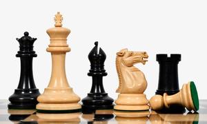 Juego de ajedrez antiguo Steinitz Staunton de 1865-70 en ébano, Rey de 3.75 pulgadas con reyes estampados y tablero de madera de ébano al mejor precio - Product Image 2