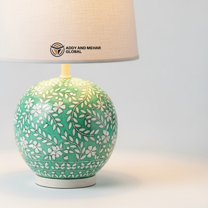 Modern Bone Inlay Round <b>Table</b> <b>Lamp</b> Aesthetic Floral Inlay Ginger Jar Light High-End Handicraft Accent <b>Lantern</b> with Custom - Product Image 6