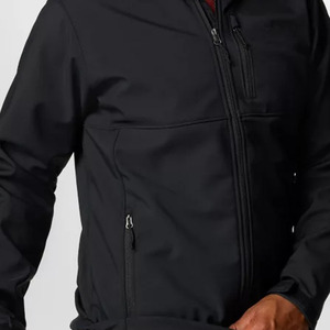 Chaqueta con Capucha Unisex Negra de Forro Polar, Cuello Alto, Cierre de Cremallera, Resistente al Viento, Informal, para Invierno, de Poliéster Tejido, con Logotipo Frontal - Product Image 4