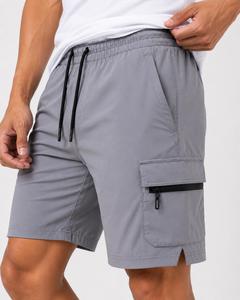 Shorts de sport athlétiques pour hommes, gris, en polyester/coton, écologiques, respirants, à séchage rapide, pour la course à pied et la gym - Product Image 5