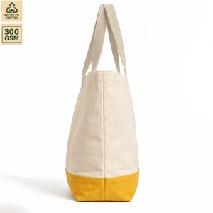 Sac fourre-tout de plage en toile de coton 300 GSM avec logo personnalisé imprimé, 42x38x14 cm, base bicolore teinte, vente en gros, fournisseur OEM ODM, marque privée - Product Image 6