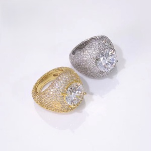 Mens 925 <b>Silver</b> Moissanite Round <b>Solitaire</b> Iced Signet <b>Ring</b> Large Centre Stone Pave Statement Luxury Jewellery <b>Ring</b> for Men - Product Image 6