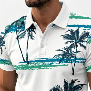 Polo pour homme drôle et élégant à col boutonné, coupe oversize, style streetwear, longueur courte, tricoté, été, prix abordable - Product Image 4