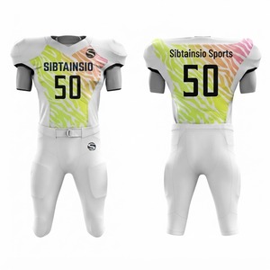 Ensemble de maillot et pantalon de football américain rembourrés personnalisés blanc, vert et rose, imprimé zèbre, uniforme d'équipe avec numéro de joueur sublimé - Product Image 1