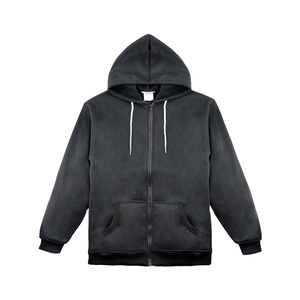 Sweat à capuche tissé en coton 100% doublé, imprimé, uni, avec fermeture éclair, personnalisé, vente en gros, pour femmes et hommes - Product Image 2