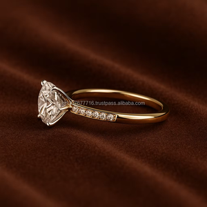แหวนเพชรโมอิสซาไนต์ทรงกลม 1.20 กะรัต ทอง 14K งานจิวเวลรี่ชั้นดี ขายดี แหวนหมั้นแบบกึ่งสำเร็จรูป แหวนแต่งงาน ดีไซน์หรูหรา - Product Image 6