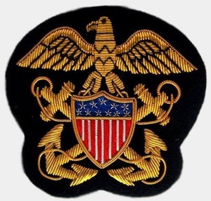 Customized Handmade Blazer Badge US <b>Hat</b> Insignia In Gold Wire Embroidery Crest Customized US <b>Hat</b> Insignia - Product Image 1