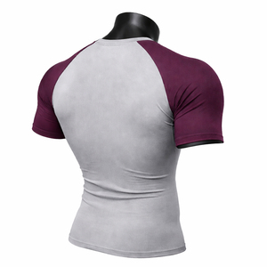 Vente en gros de t-shirts de compression pour hommes 100% polyester, vêtements de sport décontractés pour la course à pied, tissu tricoté, design musculaire, actif - Product Image 4