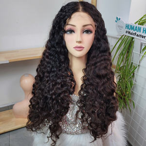 Peluca sin pegamento de lujo 100% vietnamita de 26 pulgadas, cabello humano virgen rizado birmano color ombre marrón, productos para mujeres negras - Product Image 2
