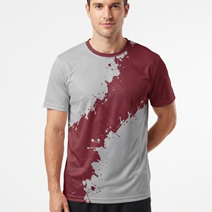 Camiseta Deportiva Personalizada para Hombre, de Color Sólido, Dos Tonos, Sublimada, de Algodón y Poliéster, para Entrenamiento, Gimnasio y Fitness - Product Image 1