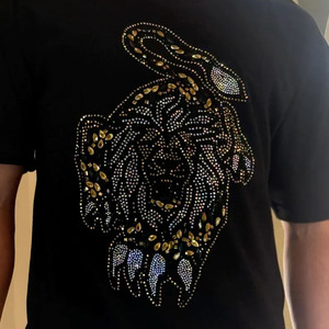<b>Top</b> Quality New Fashionable Best Selling Custom Made 100% Cotton Breathable <b>Rhinestones</b> Glitter Print T Shirt for Sale Oem - Product Image 4