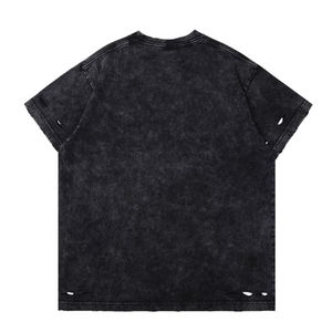 เสื้อยืดโอเวอร์ไซส์สไตล์วินเทจสำหรับผู้ชาย ลุคย้อนยุคแบบฟอกสี ผ้าฝ้าย สตรีทแวร์ - Product Image 3