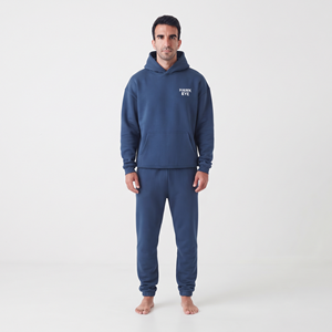 Ensemble de survêtement décontracté pour homme avec sweat à capuche à manches longues et poche zippée, pantalon de survêtement, 2 pièces - Product Image 1