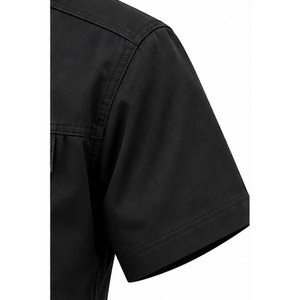 Chemise de travail pour homme, noire, à manches courtes, haute visibilité, infroissable, en mélange polyester/coton, respirante, uniforme - Product Image 4
