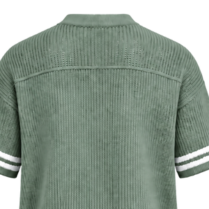 เสื้อเจอร์ซีย์กีฬาถักสีเขียวเซจ คอวี แขนสั้น น้ำหนักเบา สั่งทำได้ สวมใส่สบาย ทรงปกติ เหมาะสำหรับทีมกีฬา ระบายอากาศได้ดี - Product Image 4