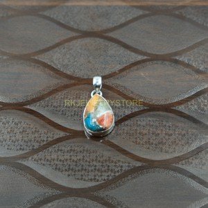 Colgante de Turquesa Natural Azul Espino de Ostra en Forma de Lágrima con Engaste de Plata de Ley 925, Joyería de Piedras Preciosas Hecha a Mano, Proveedor Mayorista - Product Image 4
