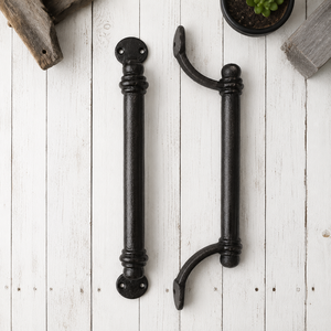 Black Cast Iron Long <b>Door</b> <b>Pull</b> <b>Handle</b> for Cabinet Wardrobe Cupboard Gate | Heavy Duty Decorative Furniture Hardware Rustic Grips - Product Image 1