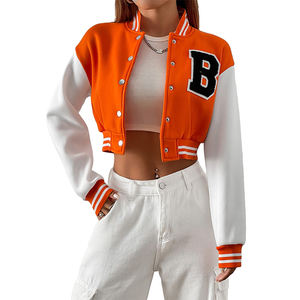 Chaqueta Varsity Corta al por Mayor con Logotipo Personalizado, Chaqueta Bomber Varsity Corta para Mujer - Product Image 4