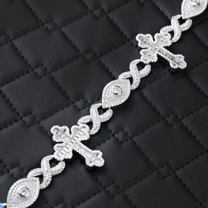 Luxury Moissanite Cross <b>Bracelet</b> 925 Silver Rhodium Iced Out <b>Cuban</b> <b>Link</b> Religious Statement Fine Jewelry Gift For <b>Men</b> Women - Product Image 1
