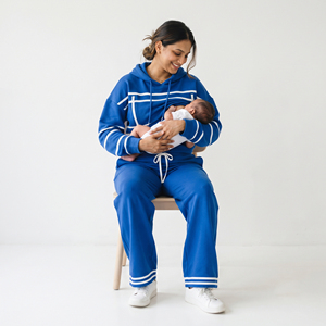 Survêtement de maternité en coton pour femme, à manches longues, avec cordon de serrage à la taille, coupe ample, en polaire, avec fermeture éclair, pour l'allaitement - Product Image 6