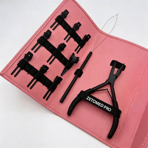 Black Matte Hair <b>Extension</b> Micro <b>Beads</b> Plier Set Professional Use with Hair Section Steel Clips with Loop and Finger For Hair - Product Image 1