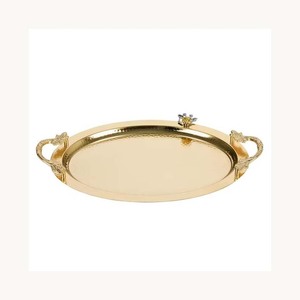 Elegante bandeja de servir de acero inoxidable dorado, bandeja moderna decorativa para presentación de alimentos, para dátiles, chocolates y bocadillos. - Product Image 1