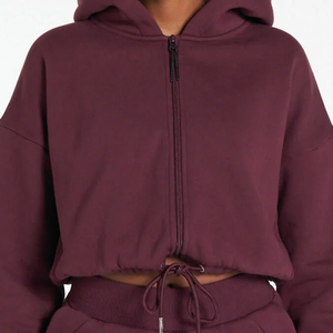 Sweat à capuche court pour femme BASRA SPORTS, en coton doux, manches longues, coupe décontractée, impression de logo personnalisée, hiver - Product Image 4