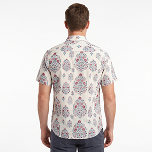 Men's <b>Short</b> <b>Sleeve</b> Printed Paisley Pattern Organic Cotton Woven Beach Shirt Turn-down Collar Summer Breathable - Product Image 2