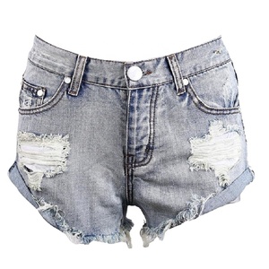 Jeans de poche décontractés en denim déchiré de style Hip Hop Motif solide Taille moyenne Couleur Lavage Longueur au genou Respirant et Séchage rapide - Product Image 1