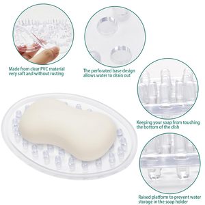 Support à savon en plastique transparent, 2 pièces, avec drain intégré et trous, pour savon en barre, compatible avec les supports à savon en acier inoxydable - Product Image 3